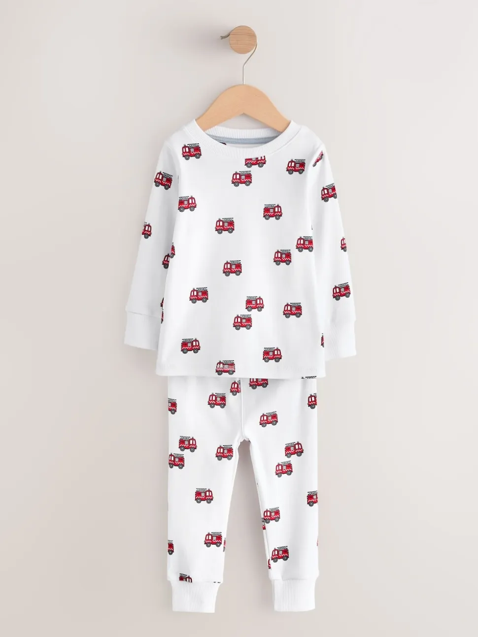 Rouge foncé/bleu motif véhicule d'urgence - Lot de 3 pyjamas Snuggle courts (9mois-10ans)