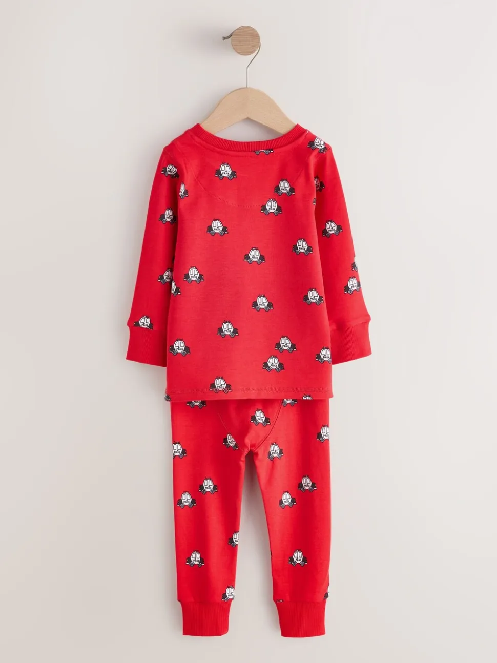 Rouge foncé/bleu motif véhicule d'urgence - Lot de 3 pyjamas Snuggle courts (9mois-10ans)