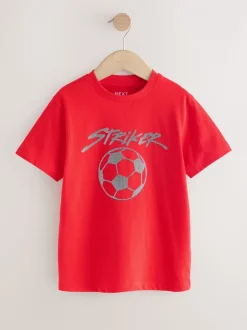 Rouge Football - T-shirt imprimé graphique à manches courtes coupe régulière (3-16ans)
