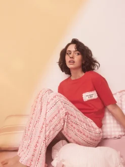 Rouge graphique - Pyjama à manches courtes