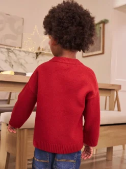 Rouge graphique chien - Pull de Noël familial assorti (3mois à7ans)