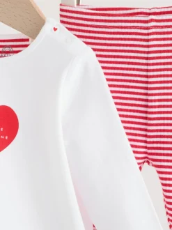 Rouge Little Valentine - Ensemble t-shirt et legging bébé (0mois-2ans)