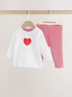 Rouge Little Valentine - Ensemble t-shirt et legging bébé (0mois-2ans)