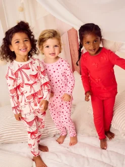 Rouge Nœud/ Cœur - Lot de 3 pyjamas Snuggle (9mois-16ans)