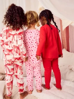 Rouge Nœud/ Cœur - Lot de 3 pyjamas Snuggle (9mois-16ans)
