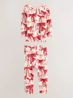 Rouge Nœud/ Cœur - Lot de 3 pyjamas Snuggle (9mois-16ans)