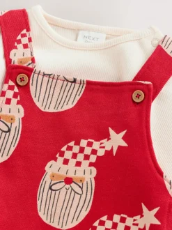 Rouge père Noël - Ensemble salopette de Noël imprimé sur l’ensemble pour bébé (0mois3ans)