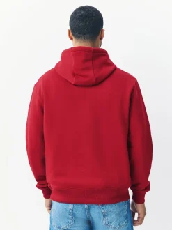 Rouge profond - Ajustement régulier - Sweat-shirt à capuche en jersey riche en coton épais