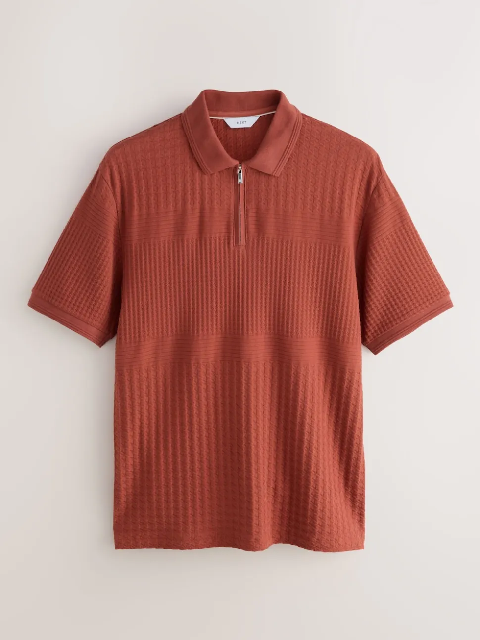 Rouge rouille - Ajustement régulier - Polo habillé en jacquard