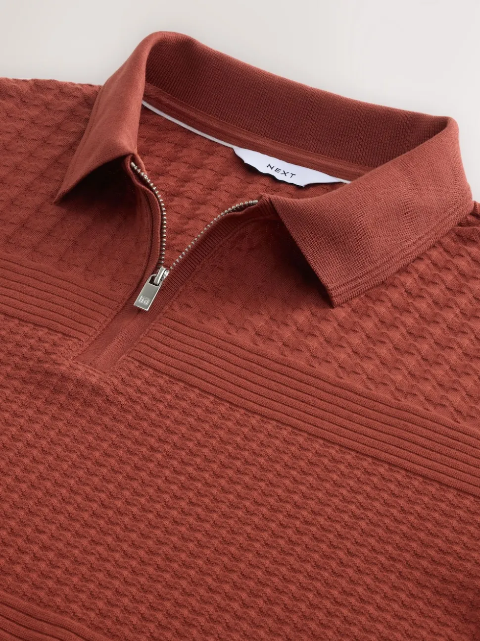 Rouge rouille - Ajustement régulier - Polo habillé en jacquard