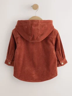Rouge rouille - Ensemble surchemise et T-shirt en velours côtelé à capuche 2 Pièces (3mois-7ans)