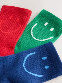 Rouge Vert et Bleu - Lot de 3 paires de chaussettes de sport pour l'école enrichies en coton matelassées