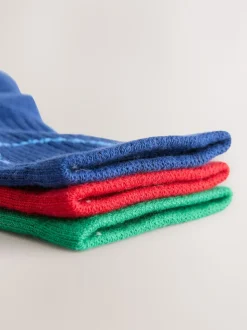 Rouge Vert et Bleu - Lot de 3 paires de chaussettes de sport pour l'école enrichies en coton matelassées