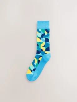 Rouge vif/Vert Geo - Paquet de chaussettes à motifs 8