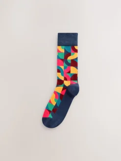 Rouge vif/Vert Geo - Paquet de chaussettes à motifs 8