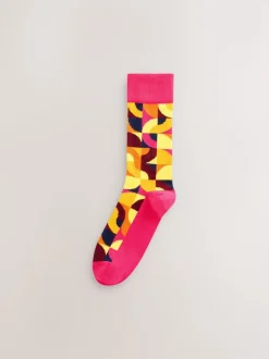 Rouge vif/Vert Geo - Paquet de chaussettes à motifs 8
