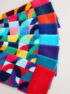 Rouge vif/Vert Geo - Paquet de chaussettes à motifs 8