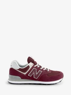 Rouge/Blanc - New Balance Mens 574 Trainers