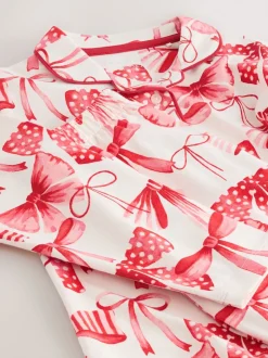 Rouge/Blanc Noeud Imprimé - Pyjama boutonné (3-16 ans)