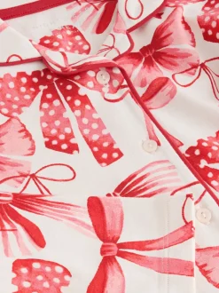 Rouge/Blanc Noeud Imprimé - Pyjama boutonné (3-16 ans)