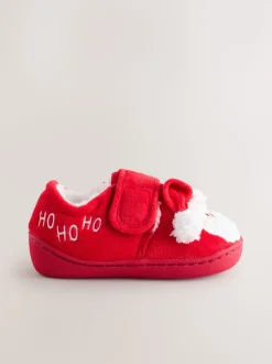 Rouge/Blanc Noël - Chaussons Cupsole doublés chauds