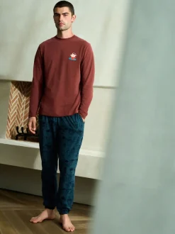 Rouge/Bleu - Ensemble pyjama graphique en jersey à manches longues