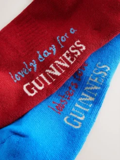Rouge/Bleu - Lot de 2 chaussettes de sport sous licence Guinness