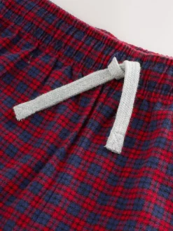 Rouge/Bleu - Lot de 2 pyjamas en tissu à carreaux à manches longues (3-16ans)
