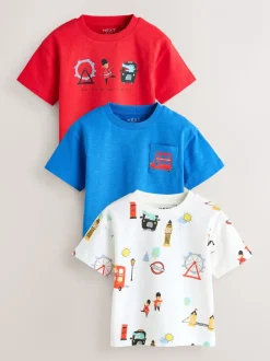 Rouge/bleu Londres - T-shirts imprimés graphiques à manches courtes Lot de 3 (3mois7ans)