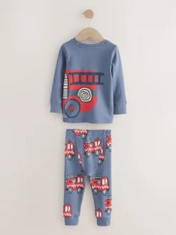 Rouge/bleu motif véhicule d'urgence - Lot de 3 pyjamas Snuggle courts (9mois-10ans)