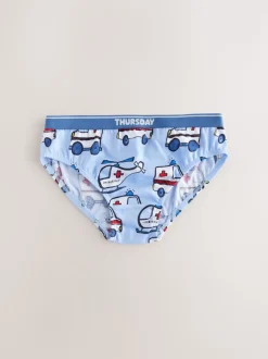 Rouge/bleu motif véhicules d'urgence - Lot de 7 slips en coton (1.5-10ans)