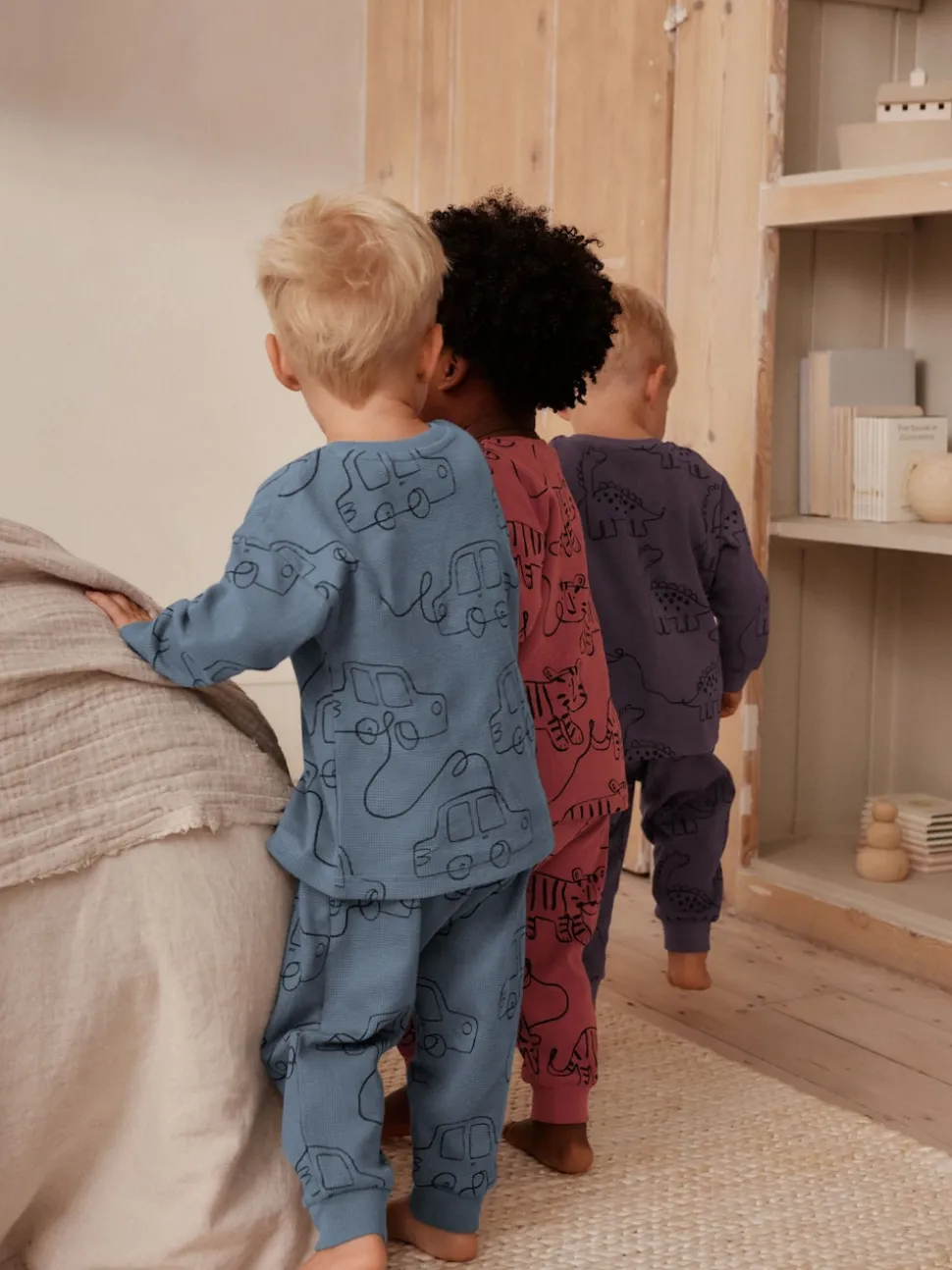 Rouge/bleu/violet - Lot de 3 pyjamas oversize (9mois à10ans)