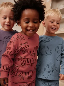 Rouge/bleu/violet - Lot de 3 pyjamas oversize (9mois à10ans)