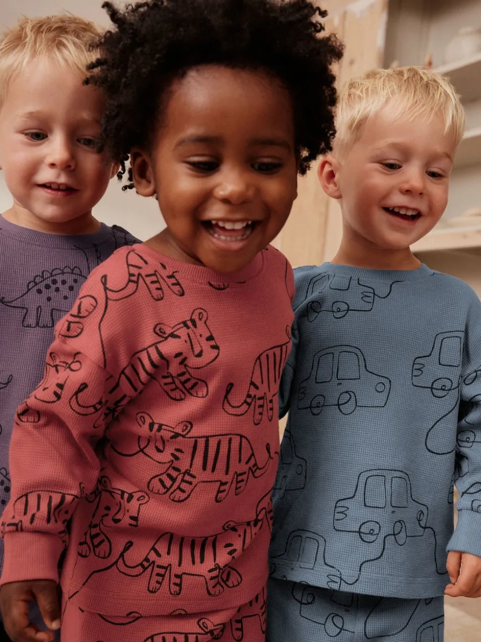 Rouge/bleu/violet - Lot de 3 pyjamas oversize (9mois à10ans)