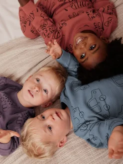 Rouge/bleu/violet - Lot de 3 pyjamas oversize (9mois à10ans)