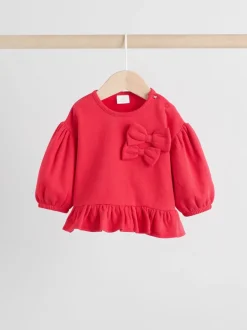 Rouge/crème - Ensemble 2 pièces avec pulls et leggings à nœud bébé (0mois-2ans)