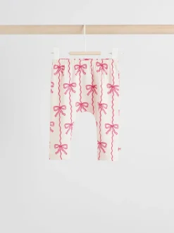 Rouge/crème - Ensemble 2 pièces avec pulls et leggings à nœud bébé (0mois-2ans)