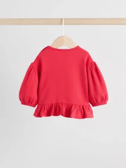 Rouge/crème - Ensemble 2 pièces avec pulls et leggings à nœud bébé (0mois-2ans)