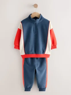 Rouge/Marine - Ensemble haut demi-zip et jogging (3mois à7ans)