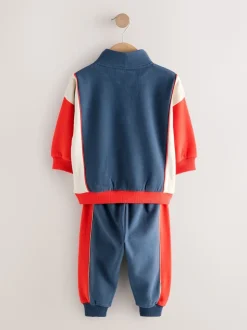 Rouge/Marine - Ensemble haut demi-zip et jogging (3mois à7ans)
