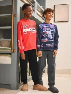 Rouge/Noir - Lot de 2 pyjamas à manches longues (3-16ans)