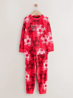Rouge/noir motif football - Lot de 2 pyjamas à manches longues (3-16ans)
