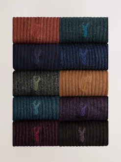 Rouge/Orange/Bleu - Lot de chaussettes épaisses brodées 10