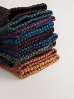 Rouge/Orange/Bleu - Lot de chaussettes épaisses brodées 10