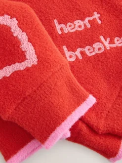 Rouge/Rose - Pull de Saint-Valentin brodé confortable