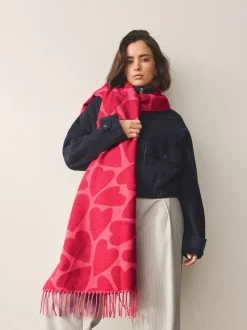 Rouge/Rose Cœur Imprimé - Écharpe épaisse
