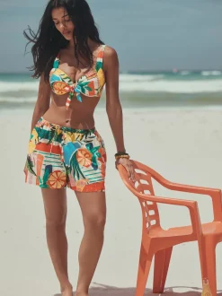 Rouge/vert - Haut de bikini rembourré à armatures avec nœud sur le devant