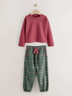 Rouge/vert - Lot de 2 pyjamas tissés à carreaux (3-16ans)