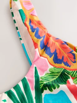 Rouge/Vert Tropical - DD Maillot de bain coupe ventrale Col dégagé