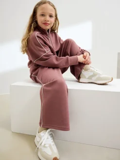 Rouille et rose - Ensemble pantalon de jogging super doux à col zippé et jambes Amples (3-16ans)